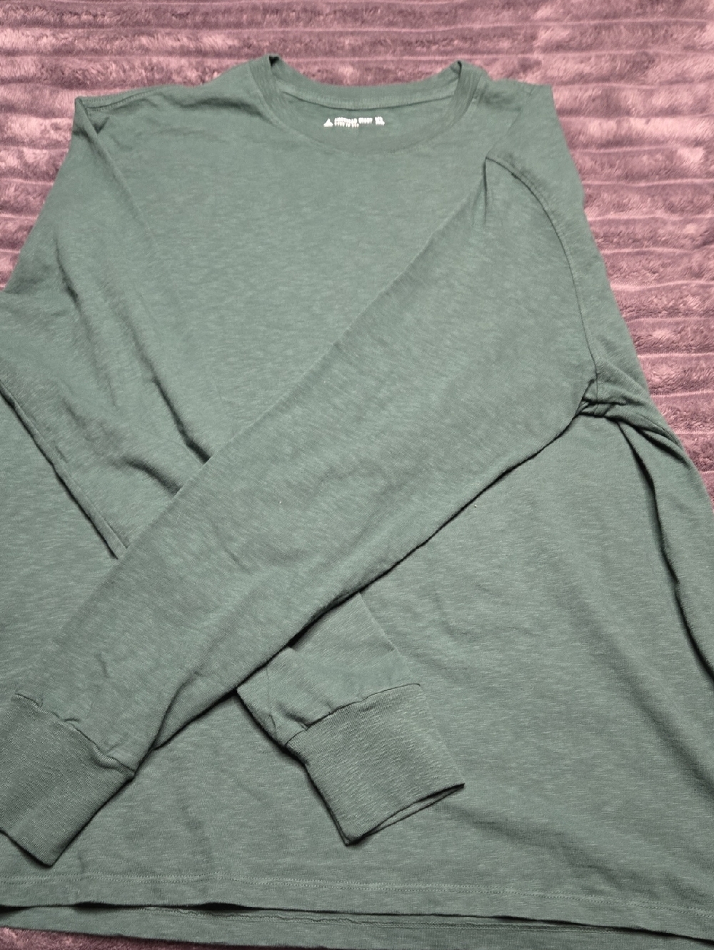 American Giant Dark Green Crewneck Long Sleeve Tee